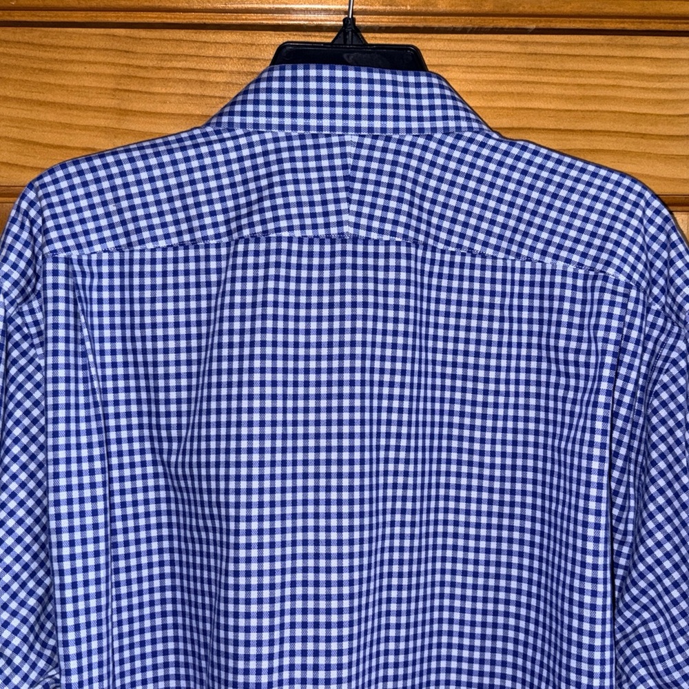 Nordstrom Men's Blue Gingham Button Down Shirt 17 1/2 35 - EUC - Picture 7 of 10